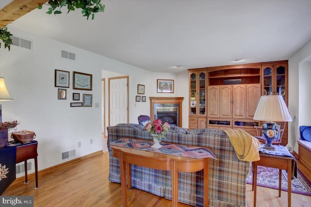 8 Roger Ave, Shippensburg, PA 17257 - living area with a glass covered fireplace, light wood-type flooring, and baseboards
