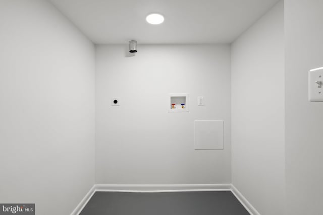 laundry area featuring laundry area, hookup for a washing machine, baseboards, and hookup for an electric dryer
