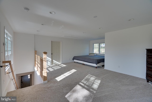 2417 Buck Hill Rd, Gerrardstown, WV 25420 - bedroom with baseboards, carpet flooring, recessed lighting, and attic access