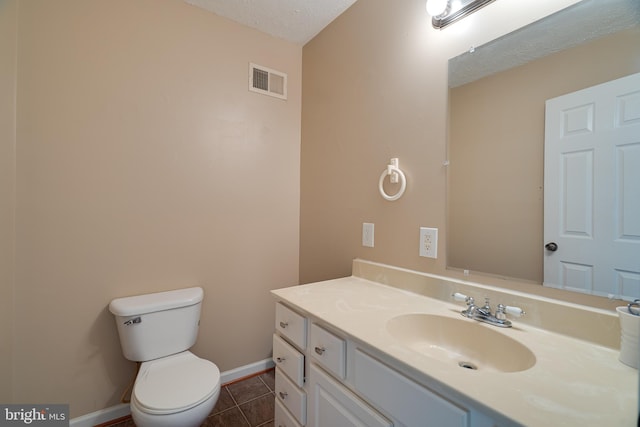 2417 Buck Hill Rd, Gerrardstown, WV 25420 - bathroom featuring a textured ceiling, visible vents, vanity, baseboards, and toilet