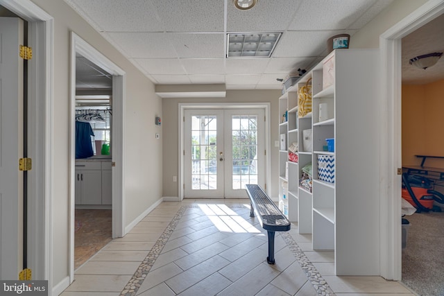 2417 Buck Hill Rd, Gerrardstown, WV 25420 - entryway with baseboards, a drop ceiling, and french doors