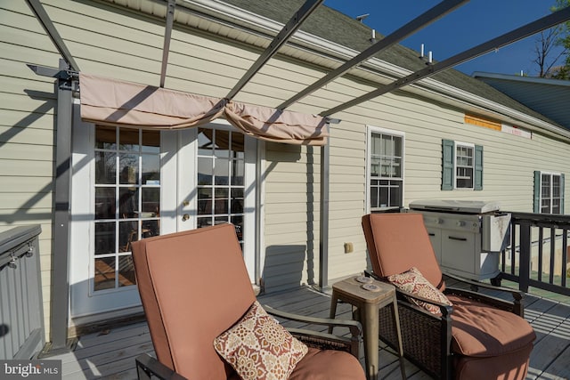 2417 Buck Hill Rd, Gerrardstown, WV 25420 - wooden deck featuring a pergola, french doors, and a grill