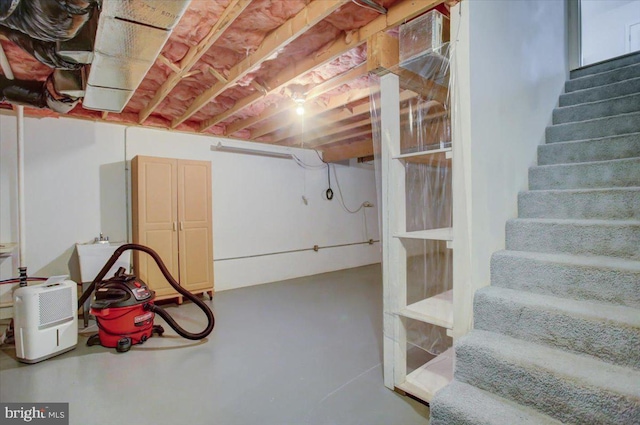 unfinished below grade area with stairs