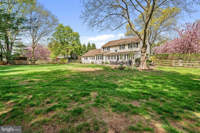 view of yard featuring a fenced backyard