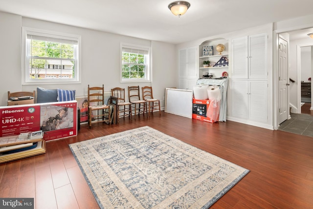 recreation room with wood finished floors