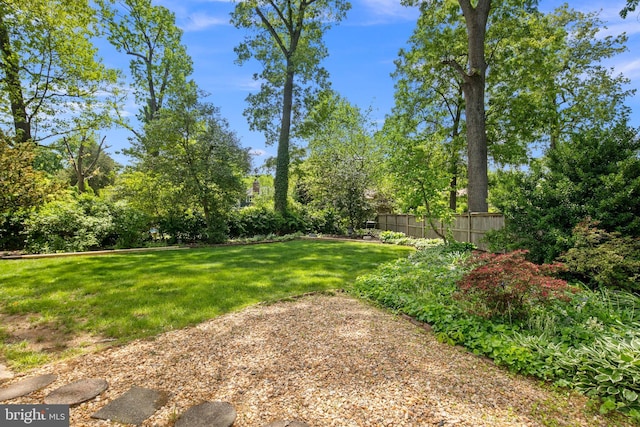 view of yard featuring fence