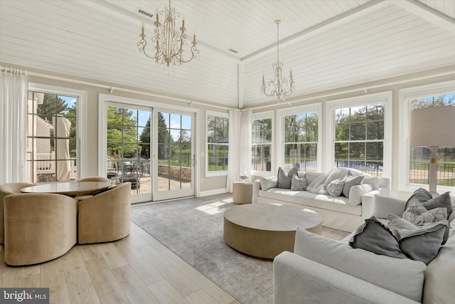 1071 Highland Rd, Newtown, PA 18940 - sunroom / solarium with a chandelier and vaulted ceiling