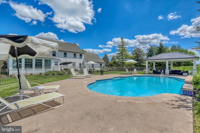 1071 Highland Rd, Newtown, PA 18940 - view of pool featuring a gazebo, a patio, and an outdoor living space