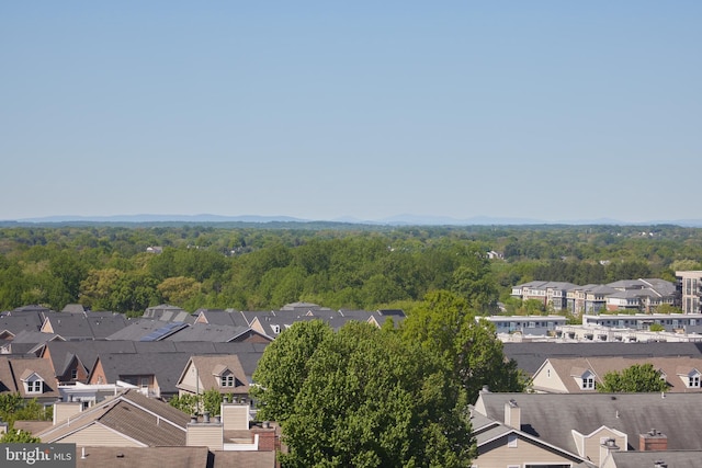 birds eye view of property with a wooded view and a residential view