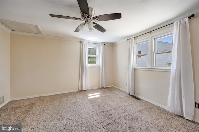 9 Biscayne Blvd, West Deptford, NJ 08096 - unfurnished room with crown molding, a ceiling fan, baseboards, and carpet floors
