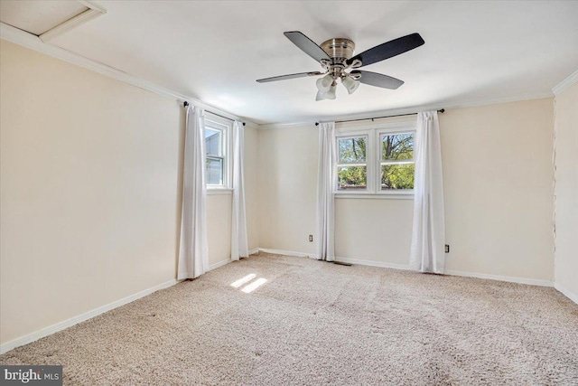 9 Biscayne Blvd, West Deptford, NJ 08096 - empty room featuring carpet floors, ornamental molding, baseboards, and ceiling fan