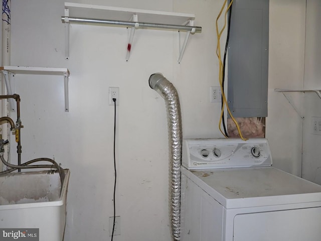 laundry area with washer / clothes dryer, laundry area, and electric panel