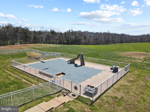 drone / aerial view of a heavily wooded area