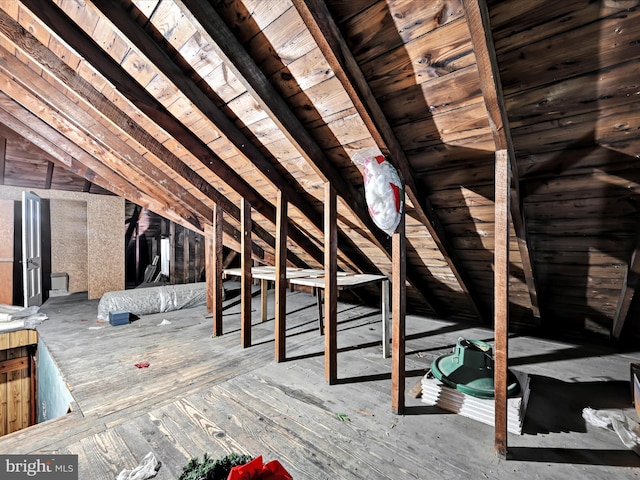view of unfinished attic