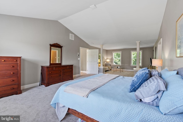 22982 Sheffield Ct, Hollywood, MD 20636 - bedroom featuring light colored carpet, vaulted ceiling, and baseboards
