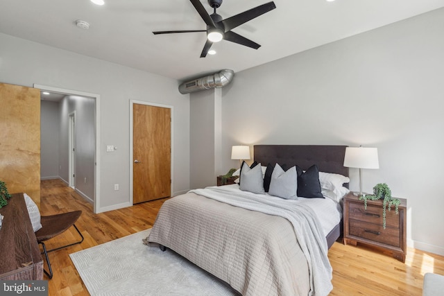 1211 Annin St, Philadelphia, PA 19147 - bedroom with a ceiling fan, wood finished floors, baseboards, and recessed lighting