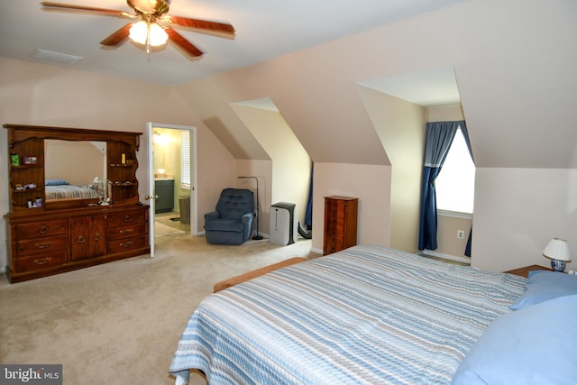 3505 Fox Ridge Rd, Waldorf, MD 20601 - carpeted bedroom with lofted ceiling, ensuite bathroom, and a ceiling fan