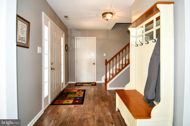 3505 Fox Ridge Rd, Waldorf, MD 20601 - foyer with dark wood-type flooring, stairs, and baseboards