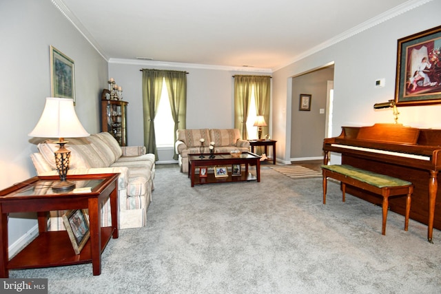 3505 Fox Ridge Rd, Waldorf, MD 20601 - living area with ornamental molding, carpet floors, and baseboards