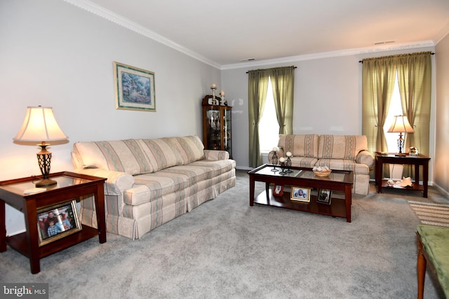 3505 Fox Ridge Rd, Waldorf, MD 20601 - living area with crown molding, plenty of natural light, and carpet flooring