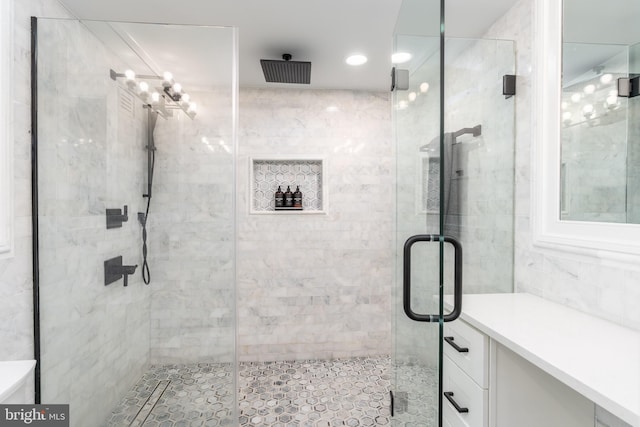 430 15th St SE, Washington, DC 20003 - full bath featuring an inviting chandelier, vanity, and a stall shower