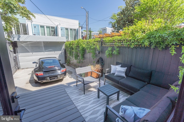 430 15th St SE, Washington, DC 20003 - wooden terrace featuring a fenced backyard and an outdoor living space