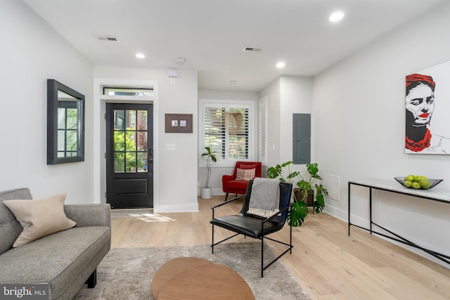 430 15th St SE, Washington, DC 20003 - interior space with light wood finished floors, recessed lighting, baseboards, visible vents, and electric panel