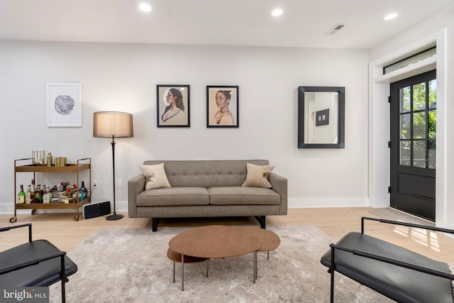 430 15th St SE, Washington, DC 20003 - living area with baseboards, recessed lighting, wood finished floors, and visible vents