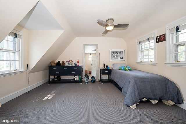 701 Argyle Rd, Wynnewood, PA 19096 - carpeted bedroom with a ceiling fan and vaulted ceiling