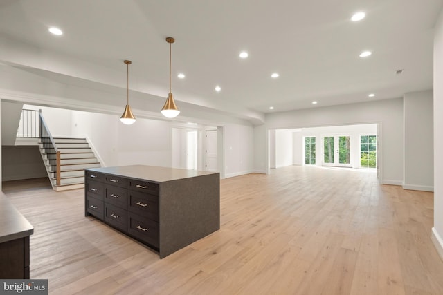 5908 Calla Dr, Mclean, VA 22101 - kitchen with light wood-style floors, open floor plan, recessed lighting, and a center island