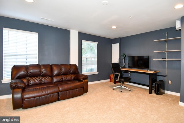 1037 Agricopia Dr, La Plata, MD 20646 - office area featuring carpet floors, baseboards, and recessed lighting