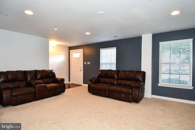1037 Agricopia Dr, La Plata, MD 20646 - living room featuring carpet, recessed lighting, healthy amount of natural light, and baseboards