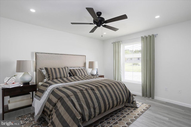 4205 Cabin Creek Hurlock Rd, Hurlock, MD 21643 - bedroom with baseboards, ceiling fan, recessed lighting, and wood finished floors