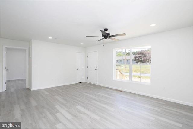 4205 Cabin Creek Hurlock Rd, Hurlock, MD 21643 - unfurnished living room with baseboards, a ceiling fan, wood finished floors, and recessed lighting