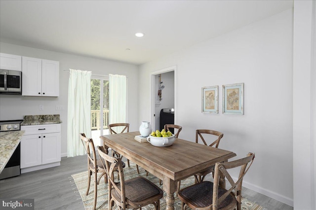 4205 Cabin Creek Hurlock Rd, Hurlock, MD 21643 - dining room with recessed lighting, baseboards, and light wood-style floors