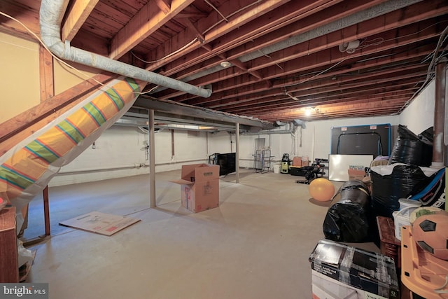 view of unfinished basement