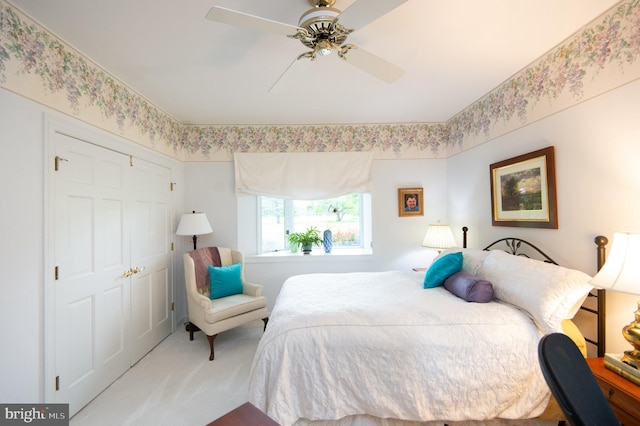 2210 Horns Point Rd, Cambridge, MD 21613 - bedroom with carpet floors, a closet, and ceiling fan