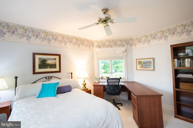 2210 Horns Point Rd, Cambridge, MD 21613 - bedroom featuring light colored carpet, a desk, ceiling fan, and baseboards