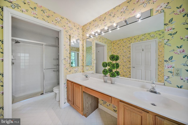 3016 Fallswood Glen Ct, Falls Church, VA 22044 - full bath with a sink, a shower stall, and wallpapered walls