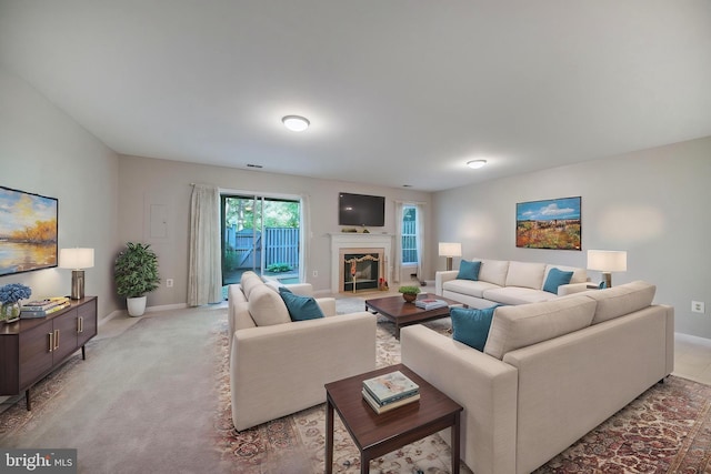 3016 Fallswood Glen Ct, Falls Church, VA 22044 - living area featuring baseboards, a fireplace with flush hearth, and visible vents