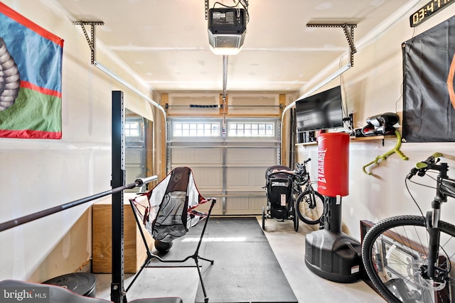 garage with a garage door opener