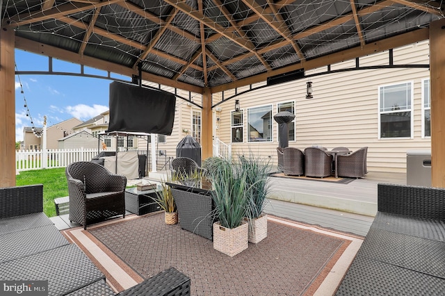 6206 Payton Way, Frederick, MD 21703 - view of patio featuring fence, a gazebo, and an outdoor living space
