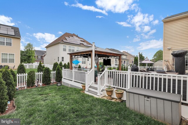 6206 Payton Way, Frederick, MD 21703 - back of property with a yard, a gazebo, fence, and a wooden deck