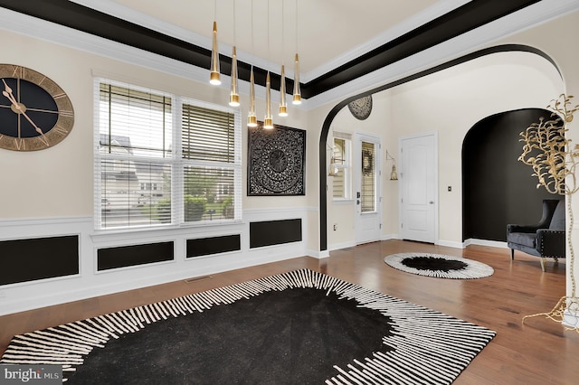 6206 Payton Way, Frederick, MD 21703 - entrance foyer featuring ornamental molding, wood finished floors, and arched walkways