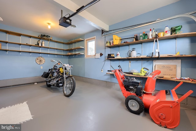 garage with a garage door opener