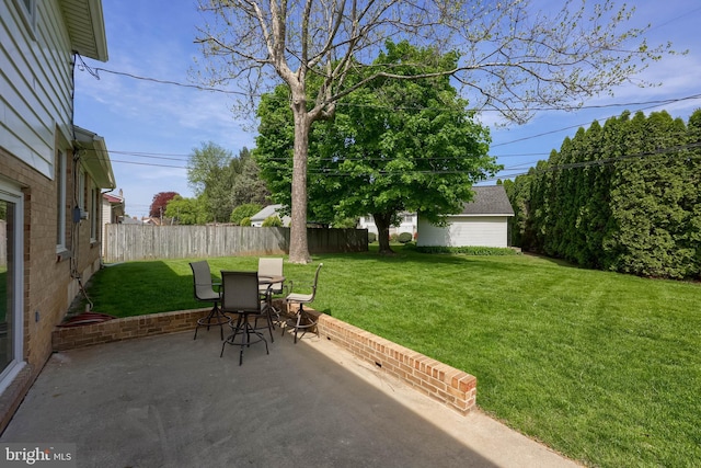 view of patio featuring fence and outdoor dining space