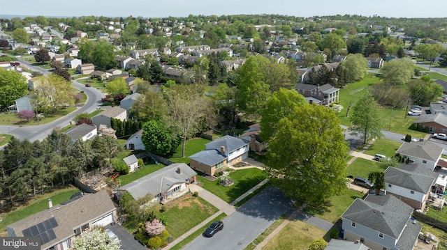 birds eye view of property with a residential view