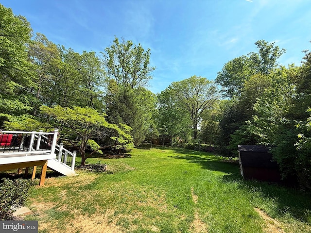 9905 Stoughton Rd, Fairfax, VA 22032 - view of yard featuring a wooden deck