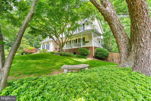3635 Wessex Ln, Huntingtown, MD 20639 - view of yard featuring covered porch