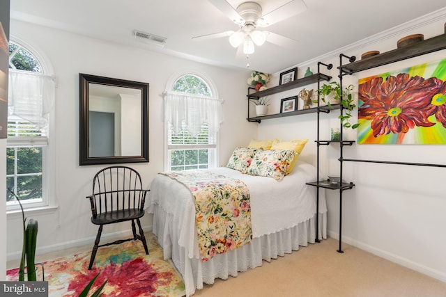 3635 Wessex Ln, Huntingtown, MD 20639 - bedroom featuring baseboards, carpet flooring, and a ceiling fan